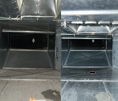Air duct interior before and after professional cleaning